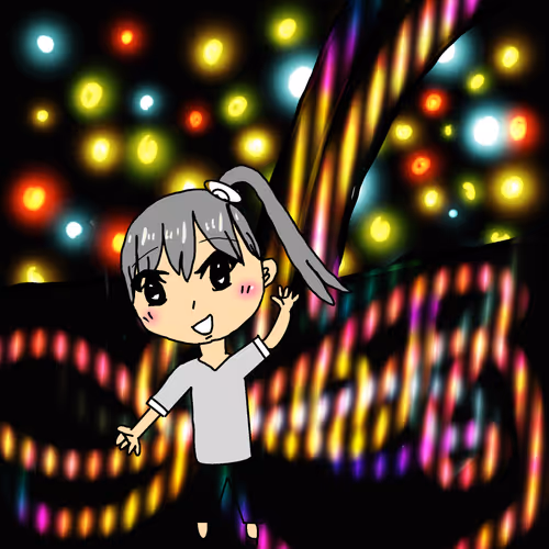 カラフルな光の世界にいるグレーちゃん Gray-chan in a colorful world of light #07