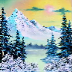 Sunrise over snowy mountain