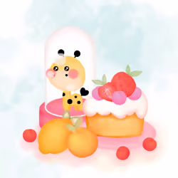 Fruity cake with little giraffe