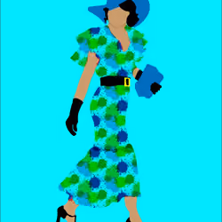  Single Lady Paint Print Teal BG