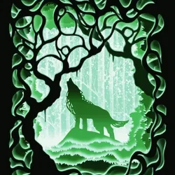 Wolf in The Colorful Enchanted Forest GIF
