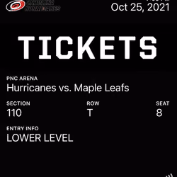 Hurricanes vs. Maple Leafs - Oct 25, 2021