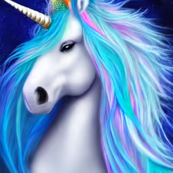 Blue highlights unicorn