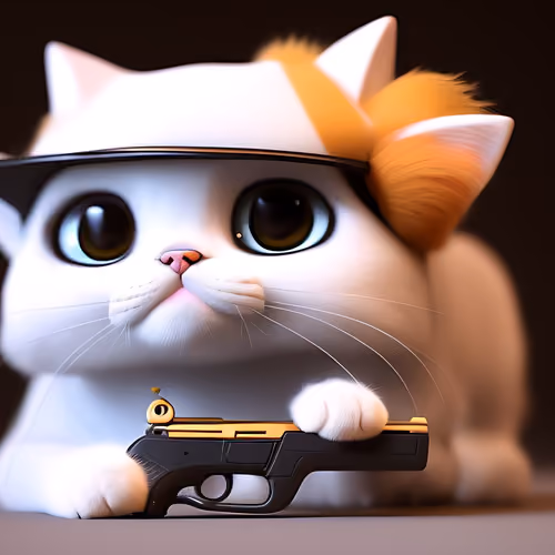 3D ACTION HERO-LIKE CAT NFT.08 (COLLECTION: 3DCATSWHITE)
