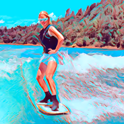 Wakesurfing in Heels #5 by Jennifer Zemp