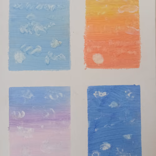 little girl`s painting