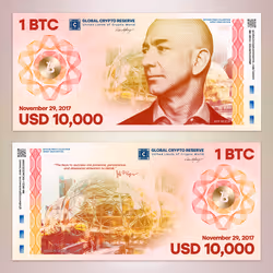 1 BTC - USD 10,000 Bill - Jeff Bezos