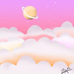 Saturn On Beautiful Space