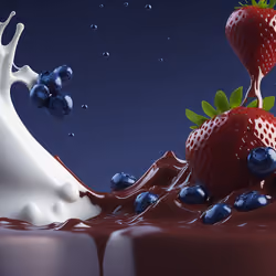  Milk Splash With Chocolate, Strawberry, and Blueberry