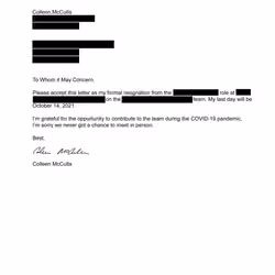 a formal resignation