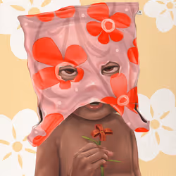The boy with flower bag.