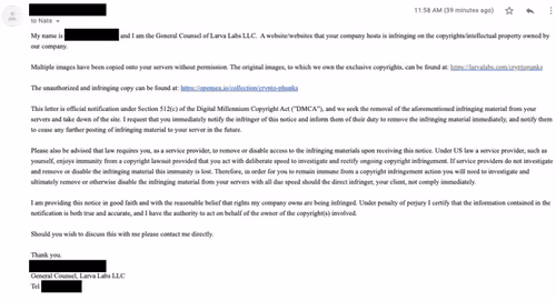 Larva Labs DMCA Letter