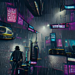 Rain in the neon city