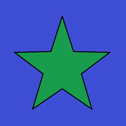 green star on blue background