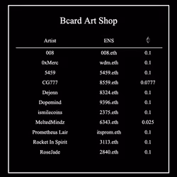 Bcard Art Shop Menu 