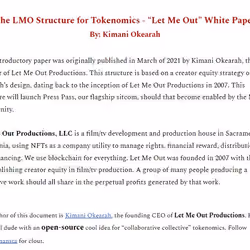 The LMO Structure for Tokenomics 