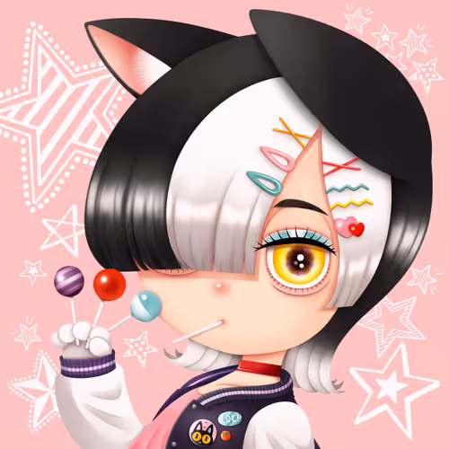 【Cat Girl #6】Black & White Cat Girl
