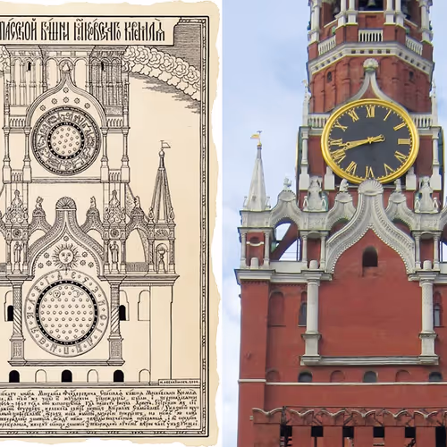 The 17 Hour Clock on The Spasskaya Tower in Kremlin