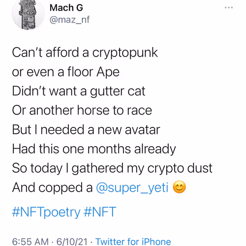 Super Yeti NFT Poetry