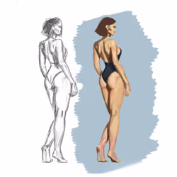 Body Study - Sketch and Blue
