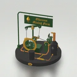 Old steam engine Ethereum Mining farm #010 Green & black edition