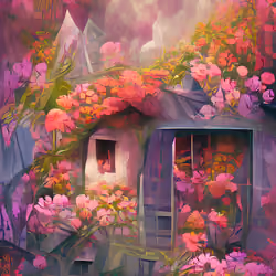 Houses in flowers  #103