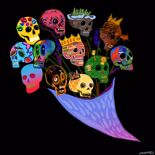 Skull Flowers #3 (edition of 25) - by Eddie Gangland