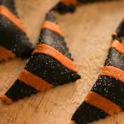 Halloween triangles with charcoal and paprika dough