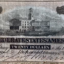 NeverForget NFT Rare Currency:  Genuine 1861 Confederate $20 Bill - Richmond - 002