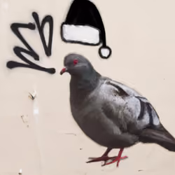 Pigeon in xmas hat