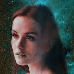 Name: Arya. Trypophobia #6. Sci-Fi Alien Woman in Space. Animated