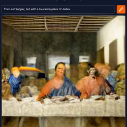 The Last Supper, but with a toucan in place of Judas