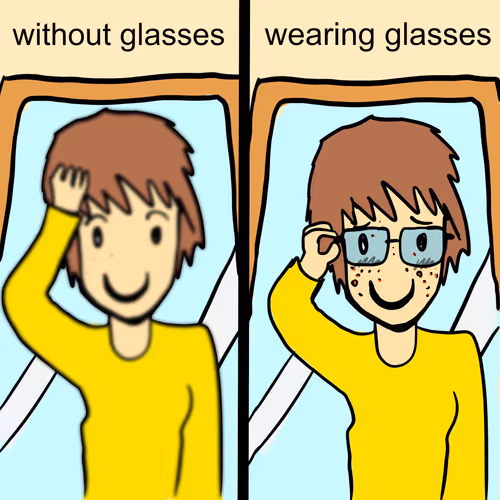 Meme when you put on your glasses the truth will appear.