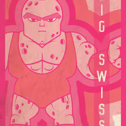 Uni Wrestlers Card #2 - Big Swiss - Rare Pink