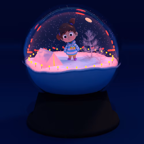 3D Snow Globe with girl character