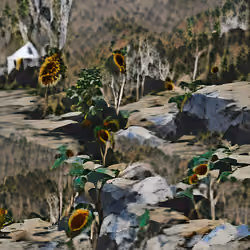 Sunflowers on a hillside