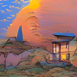 Villa in sunset and at dawn #99