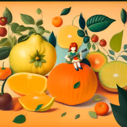 Enchanted orchard with giant fruits 05/07#