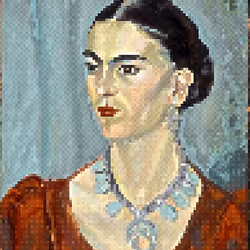 8-Bit interpolation of Magda Pach's portrait of Frida Kahlo,1933. 