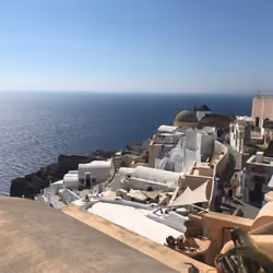 Overlooking the town of Oia on Santorini, Greece
