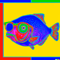 Andy Warhol Style _ One Fish wearing glasses