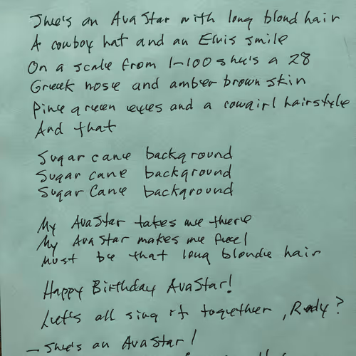 Bully Meow Handwritten Lyric Sheets