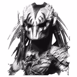 Alien head with kiss paint - BW sketch