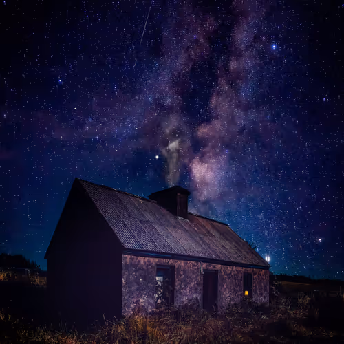 Starry Night over Abandoned Cottage, County Clare, Ireland