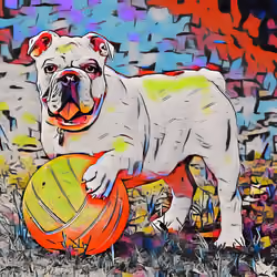 Dog #5. English Bull Dog playing with ball. 1 of 1.