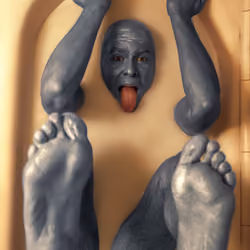 An Alien taking a bath of milk like Whoopi Goldberg