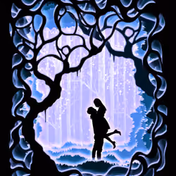 Couple in The Colorful Enchanted Forest (Purple)