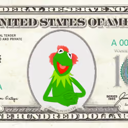 Crypto Banknote 100$ Kermit the Frog Punk #A00000036A