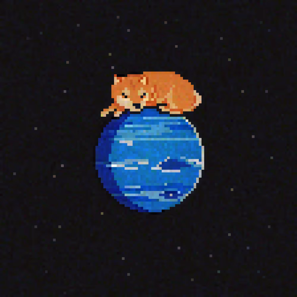 Dreaming Doge #15: 海王星の眠そうな犬 (Sleepy Dog on Neptune)