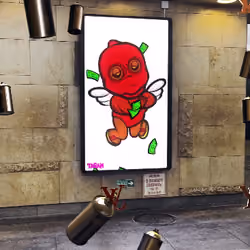 Pop art hero in the subway